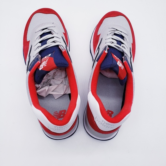 New Balance 574 Gray Navy Blue Red Sneaker… - Picture 7 of 7